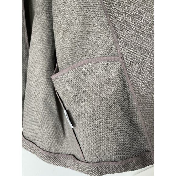 Eileen Fisher 71% Linen Open Front Blazer Cardigan Jacket Size L Brown - Picture 8 of 11
